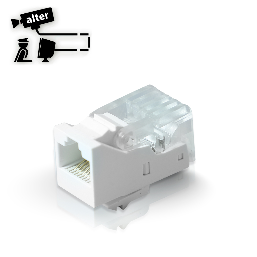 Imagen de CONECTOR JACK RJ45 COLOR BLANCO TIPO KEYCONNECT PARA CABLE UTP CAT5E ARMADO SIN PINZAS