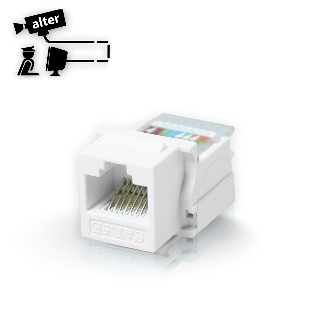 Imagen de CONECTOR JACK RJ-45 / CAT 5E / COLOR BLANCO / TIPO KEYCONNECT / ARMADO SIN PINZAS.
