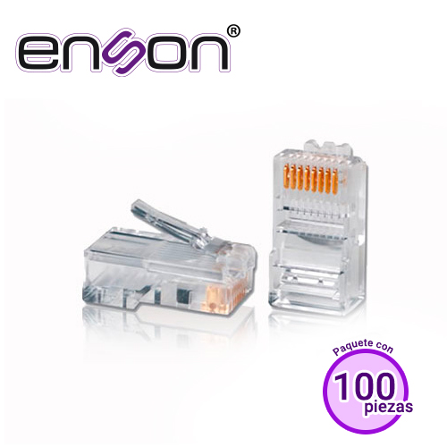 Imagen de CONECTOR RJ-45 CAT5E ENSON ENS-PLCAT5E 8 PINES DE COBRE PAQUETE 100PIEZAS