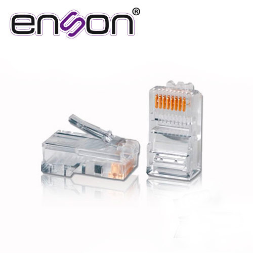 Imagen de CONECTOR RJ45 PARA CABLE UTP CAT5E ENSON RJ45-CAT5E DE 8 PINES, VELOCIDAD DE HASTA 100MBPS