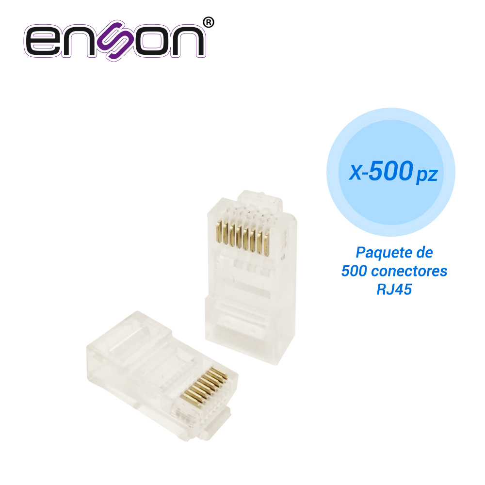 Imagen de PAQUETE 500 CONECTOR RJ45 ENSON PARA CABLE UTP CAT5E