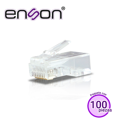 Imagen de CONECTOR RJ-45 CAT6 ENSON ENS-PLCAT6 8 PINES DE COBRE PAQUETE 100PIEZAS
