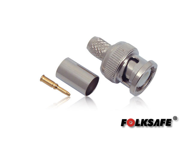 Imagen de CONECTOR PARA CRIMPEAR BC6 FOLKSAFE BNC MACHO(CONECTOR, PIN DE COBRE Y ANILLO) PARA CRIMPEAR EN CABLE COAXIAL RG6, MEDIDAS DEL CONECTOR 13.9 X 24.8 MM, SE REQUIERE PINZA PARA CRIMPEAR