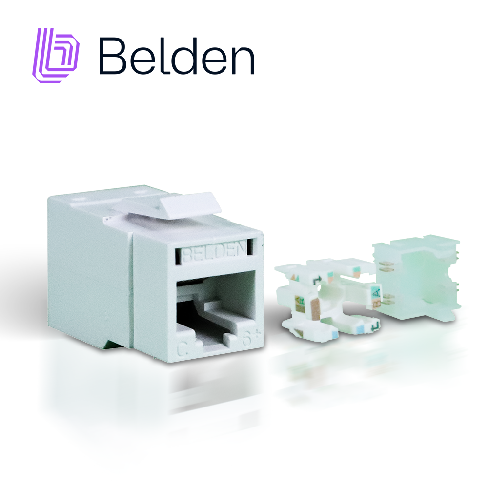 Imagen de CONECTOR MODULAR JACK CAT6+ RJ45 BELDEN RV6MJKUEW-S1 / REVCONNECT / INTERIOR / BLANCO / PIEZA