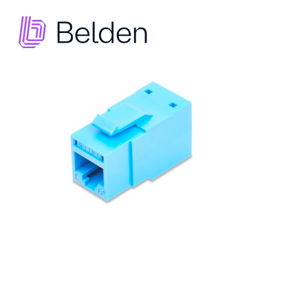 Imagen de CONECTOR MODULAR JACK CAT6+ RJ45 BELDEN RV6MJKUTB-S1 / REVCONNECT / INTERIOR / AZUL CLARO / PIEZA