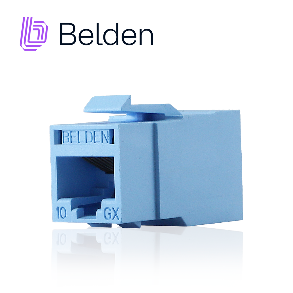 Imagen de CONECTOR MODULAR JACK RJ45 CAT6A BELDEN RVAMJKUTB-S1 / REVCONNECT / INTERIOR / AZUL CLARO / PIEZA