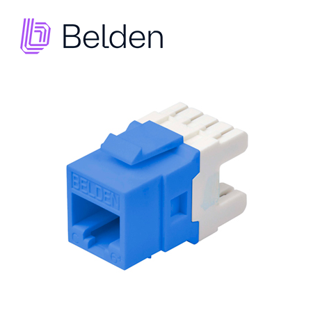 Imagen de CONECTOR MODULAR JACK CAT6+ RJ45 BELDEN AX104193 / KEYCONNECT / INTERIOR / AZUL / PIEZA