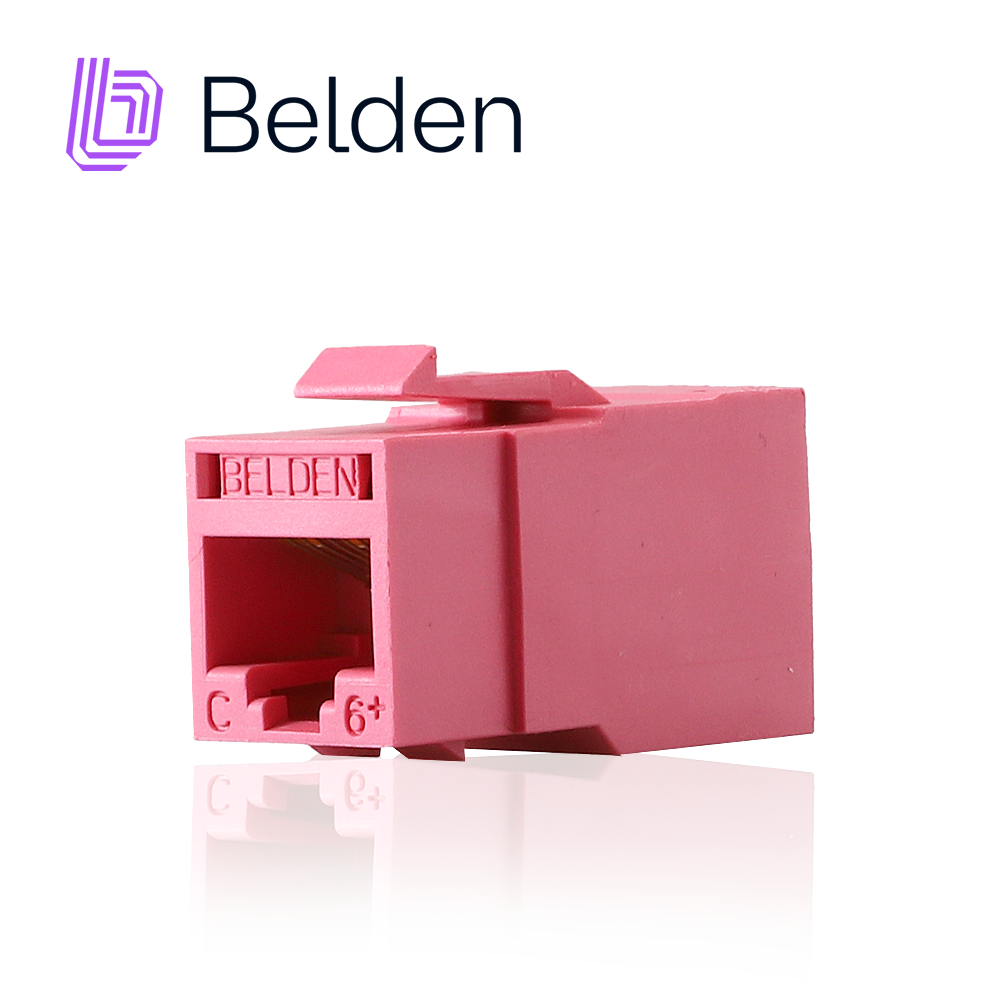 Imagen de CONECTOR MODULAR JACK RJ45 CAT6 REVCONNECT BELDEN RV6MJKUTR-S1 ESTILO KEYCONNECT ROJO CLARO COMPATIBLE CON FACEPLATE AX102660,AX102655,AX102249 ESQUEMA DE CABLEADO T568A/B HERRAMIENTA COMPATIBLE RVUTT01 USO INTERIOR CALIBRE DEL CONDUCTOR 23-24 AWG