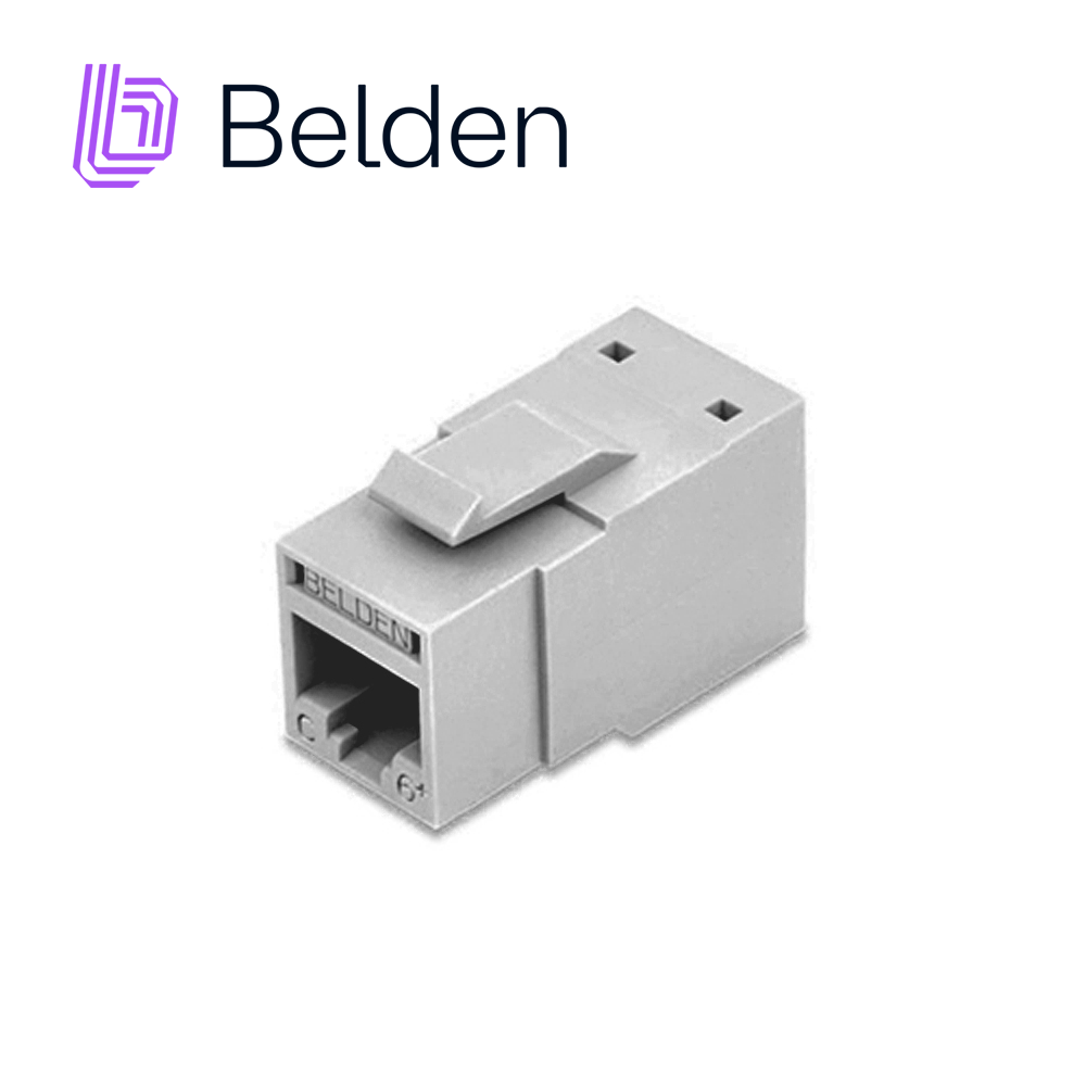 Imagen de CONECTOR MODULAR JACK CAT6+ RJ45 BELDEN RV6MJKUGY-S1 / REVCONNECT / INTERIOR / GRIS / PIEZA