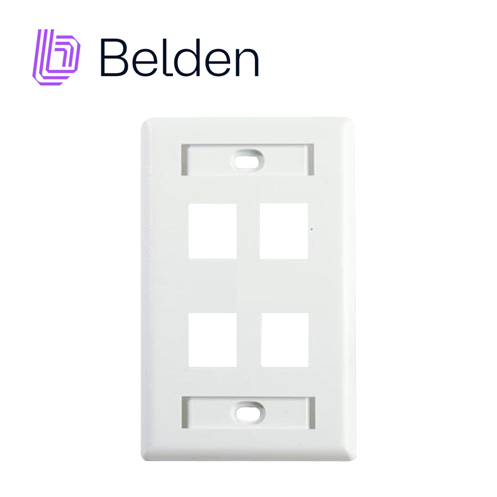 Imagen de PLACA DE PARED (FACEPLATE) BELDEN AX102249 / INTERIOR / BLANCO / 4 PUERTOS / PIEZA