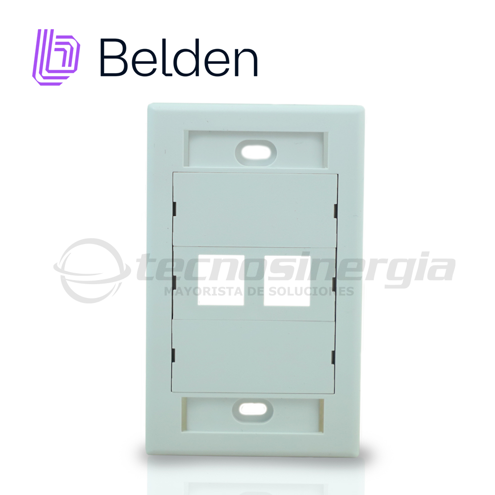 Imagen de PLACA DE PARED BELDEN AX106619 MEDIAFLEX 2 PUERTOS COMPATIBLE CON JACK KEYCONNECT COLOR BLANCO USO INTERIOR