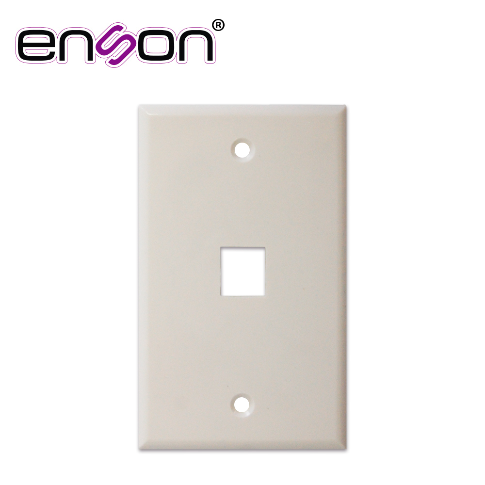 Imagen de PLACA DE PARED (FACEPLATE) UNIVERSAL ENS-FP61 ENSON 1 PUERTO ESTILO KEYCONNECT CAT6A CAT6 CAT5E CONECTORES DE FIBRA OPTICA Y COAXIALES COLOR BLANCO USO INTERIOR MATERIAL PLASTICO ABS