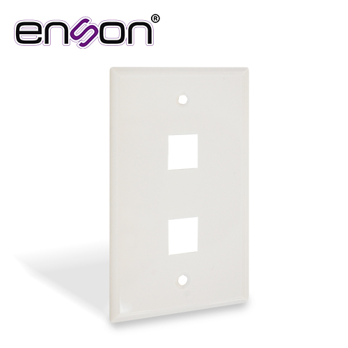 Imagen de PLACA DE PARED (FACEPLATE) UNIVERSAL ENS-FP62 ENSON 2 PUERTOS ESTILO KEYCONNECT CAT6A CAT6 CAT5E CONECTORES DE FIBRA OPTICA Y COAXIALES COLOR BLANCO USO INTERIOR MATERIAL PLASTICO ABS