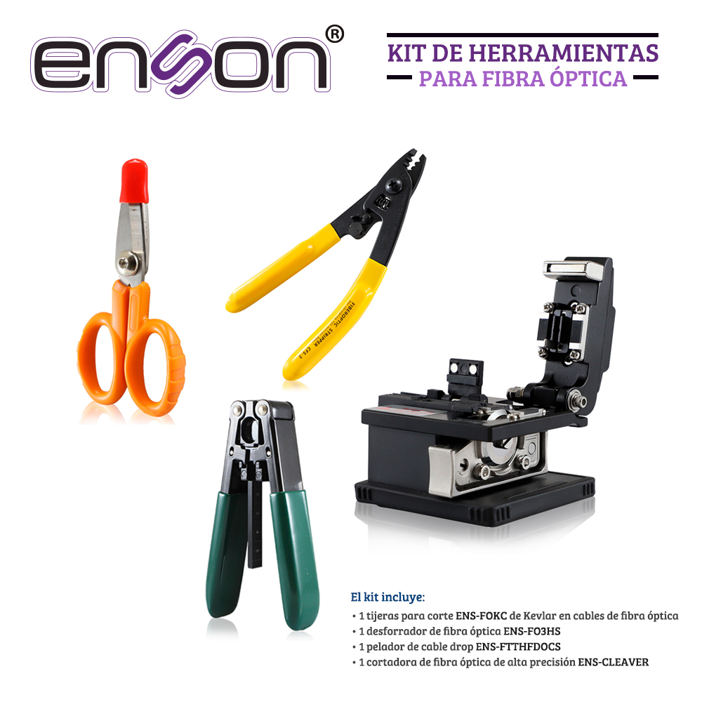 Imagen de KIT DE HERRAMIENTA PARA FIBRA OPTICA ENSON ENS-FOTOOLSKIT INCLUYE LA HERRAMIENTA NECESARIA PARA TRABAJAR CON FIBRA OPTICA
