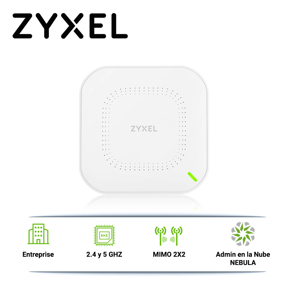 Imagen de ACCESS POINT ZYXEL NWA1123ACV3 INTERIOR 1 PUERTO LAN RJ45 10/100/1000 MBPS MU-MIMO 2X2 2.4GHZ 300MBPS 5GHZ 866MBPS WIFI 802.11AC WAVE 2 ADMINISTRABLE CON NEBULA ALIMENTACIÓN 12VDC 1A/POE AF (INYECTOR NO INCLUIDO)