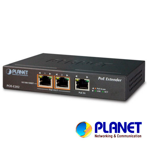 Imagen de EXTENSOR POE PLANET POE-E202/ 1 PUERTO RJ45 ENTRADA VELOCIDAD DE TRANSMISION 10/100/1000 MBPS RECIBE POE ACTIVA AF/AT + 2 PUERTOS RJ45  VELOCIDAD DE TRANSMISION 10/100/1000 MBPS PROPORCIONA POE ACTIVO AF/AT/ DISTANCIA DE TRANSMISION 100 METROS