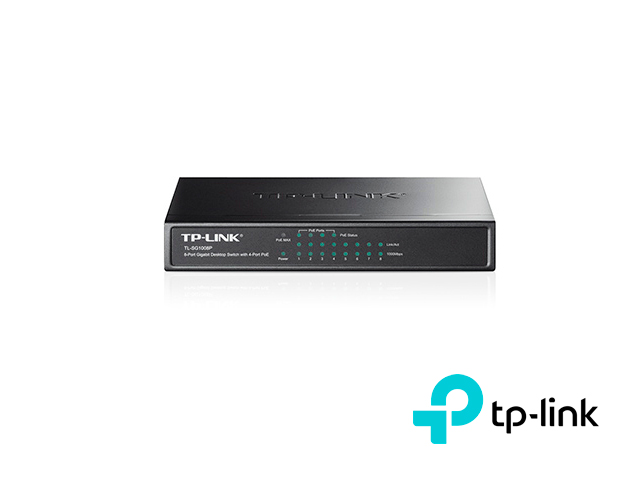 Imagen de SWITCH POE NO-ADMINISTRABLE TP-LINK TL-SG1008P / 8 PUERTOS GIGABIT 10/100/1,000MBPS / 4 PUERTOS POE  802.3AF 55W / USO ESCRITORIO