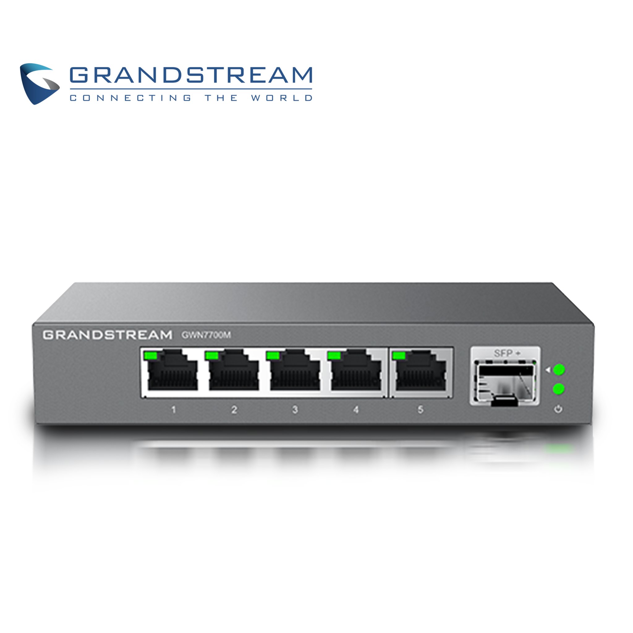 Imagen de SWITCH NO ADMINISTRABLE GRANDSTREAM GWN7700M / 5 PUERTOS 10/100/1,000M/2,500MBPS / 1 PUERTO SFP+ 10GBPS / MONTAJE ESCRITORIO/PARED / ALIMENTACION 12VCD/1A / METALICO