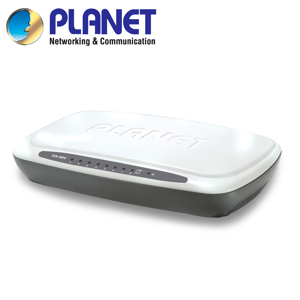 Imagen de SWITCH NO ADMINISTRABLE DE 8 PUERTOS / PLANET SW-804 / 8 PUERTOS RJ45 10/100 MBPS MDI/MDI-X / PLASTICO / ALIMENTACION 5VDC
