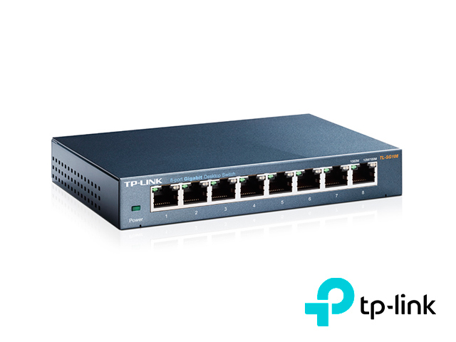 Imagen de SWITCH NO ADMINISTRABLE TP-LINK TL-SG108/ 8 PUERTOS RJ45 10/100/1000 MBPS/ TECNOLOGÍA GREEN ETHERNET AHORRA CONSUMO DE ENERGÍA/ CARCASA DE ACERO/ USO ESCRITORIO O MONTAJE EN PARED/ PLUG AND PLAY/ NO SE NECESITA CONFIGURACIÓN/ USO INTERIOR