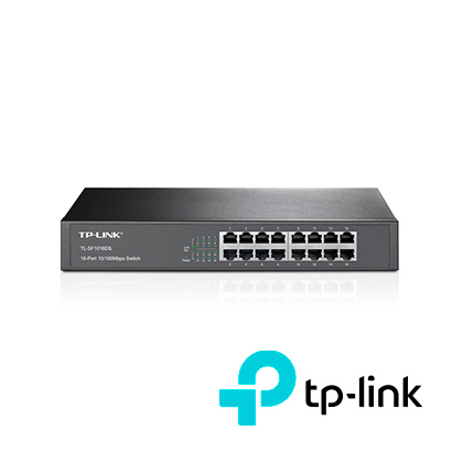 Imagen de SWITCH NO ADMINISTRABLE TP-LINK TL-SF1016DS/ CUENTA CON 16 PUERTOS RJ45 10/100 MBPS/ MONTAJE EN RACK/ TECNOLOGÍA GREEN ETHERNET DE EFICIENCIA ENERGÉTICA/ USO INTERIOR