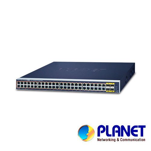 Imagen de SWITCH PLANET GS-4210-48P4S ADMINISTRABLE L2 /48 PUERTOS RJ45 VELOCIDAD DE TRANSMISION 10/100/1000 MBPS ALIMENTACION POE ACTIVO AF/AT + 4 PUERTOS SFP VELOCIDAD DE TRANSMISION 1000 MBPS / TEMPERATURA DE OPERACION 0-50 GRADOS / BUDGET TOTAL 600W/ MONTAJE EN RACK