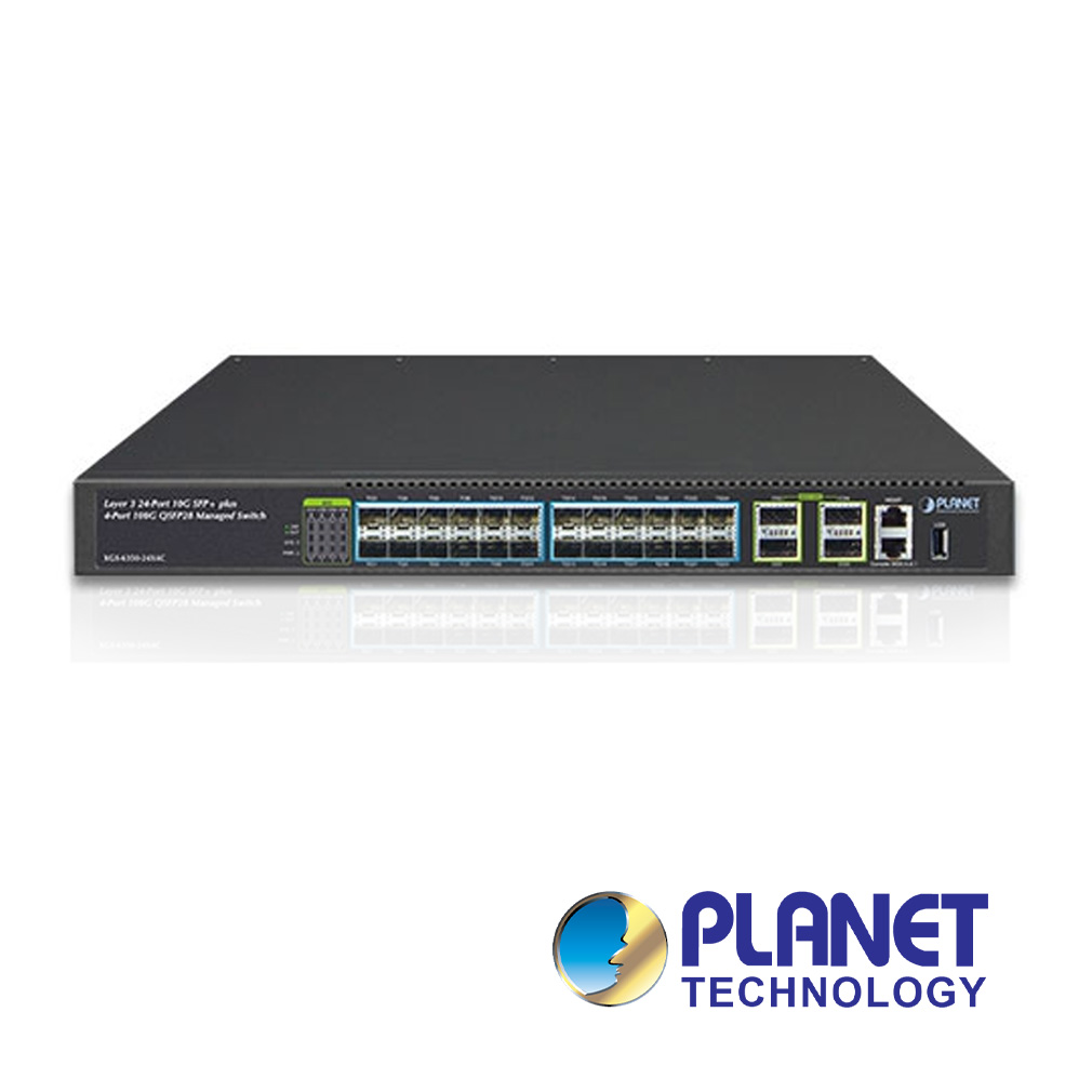 Imagen de SWITCH PLANET GIGABIT ETHERNET XGS-6350-24X4C, 24 PUERTOS 10G SFP+, 4 PUERTOS 100G QSFP28, 800 GBIT/S