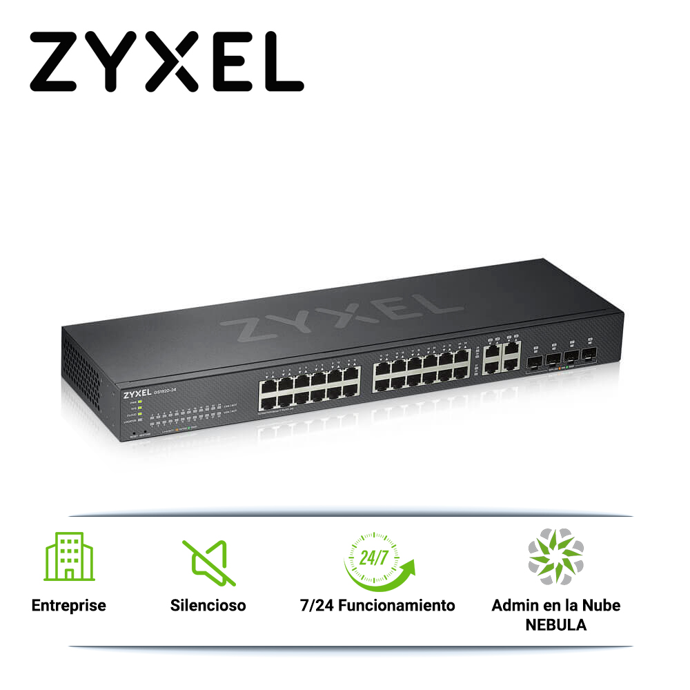 Imagen de SWITCH ZYXEL GS1920-24V2 24 PUERTOS RJ45 100/1000 MBPS + 4 PUERTOS COMBO RJ45/SFP 1000 MBPS ADMINISTRABLE-L2 COMPATIBLE CON NEBULA Y STANDALONE