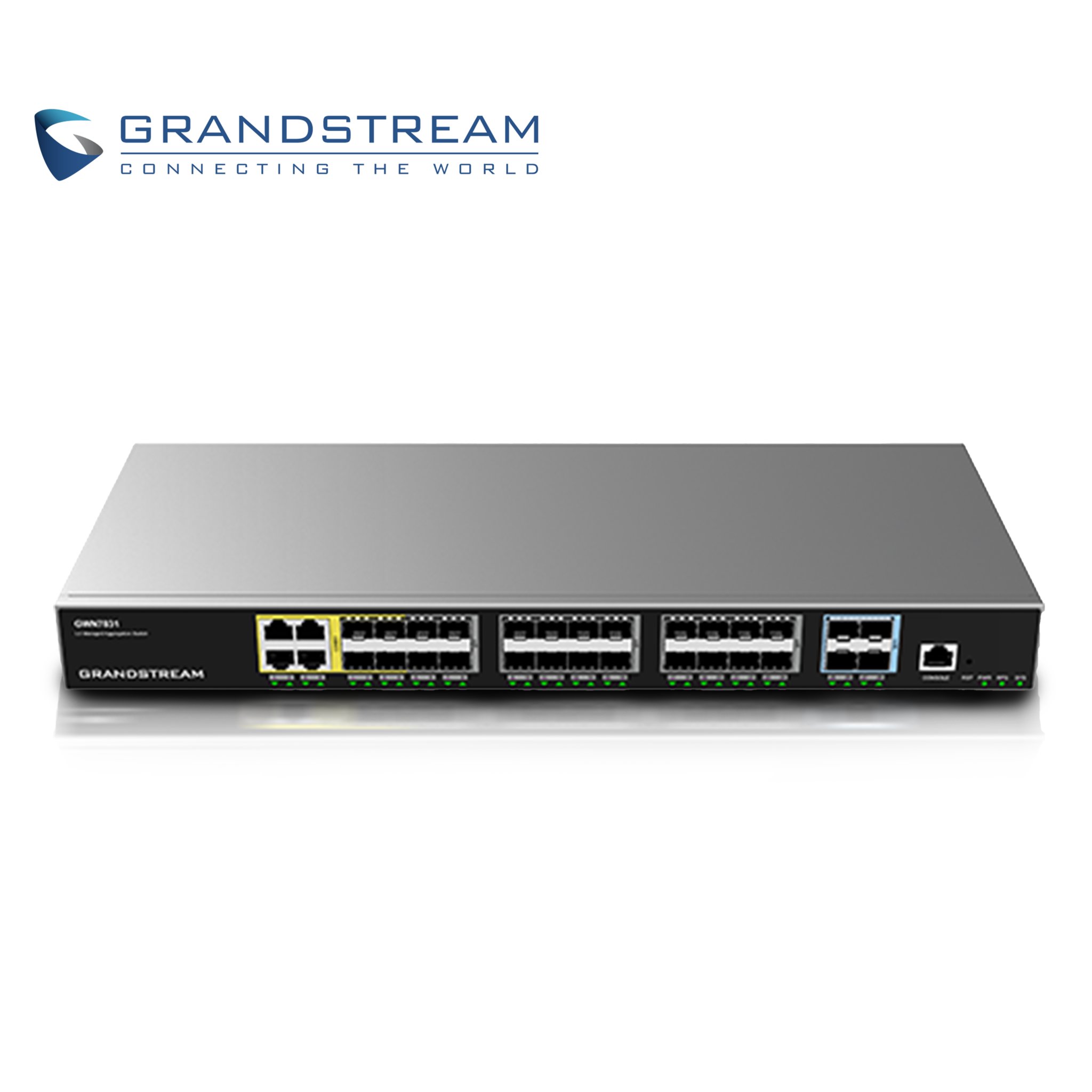 Imagen de SWITCH ADMINISTRABLE CAPA 3 GRANDSTREAM GWN7831 / 4 PUERTOS 10/100/1,000MBPS / 24 PUERTOS GIGABIT SFP / 4 PUERTOS SFP+ 10G / 1 PUERTO DE CONSOLA / VLAN / ARP / QOS / STACKING HASTA 16 / ADMINISTRABLE GWN CLOUD
