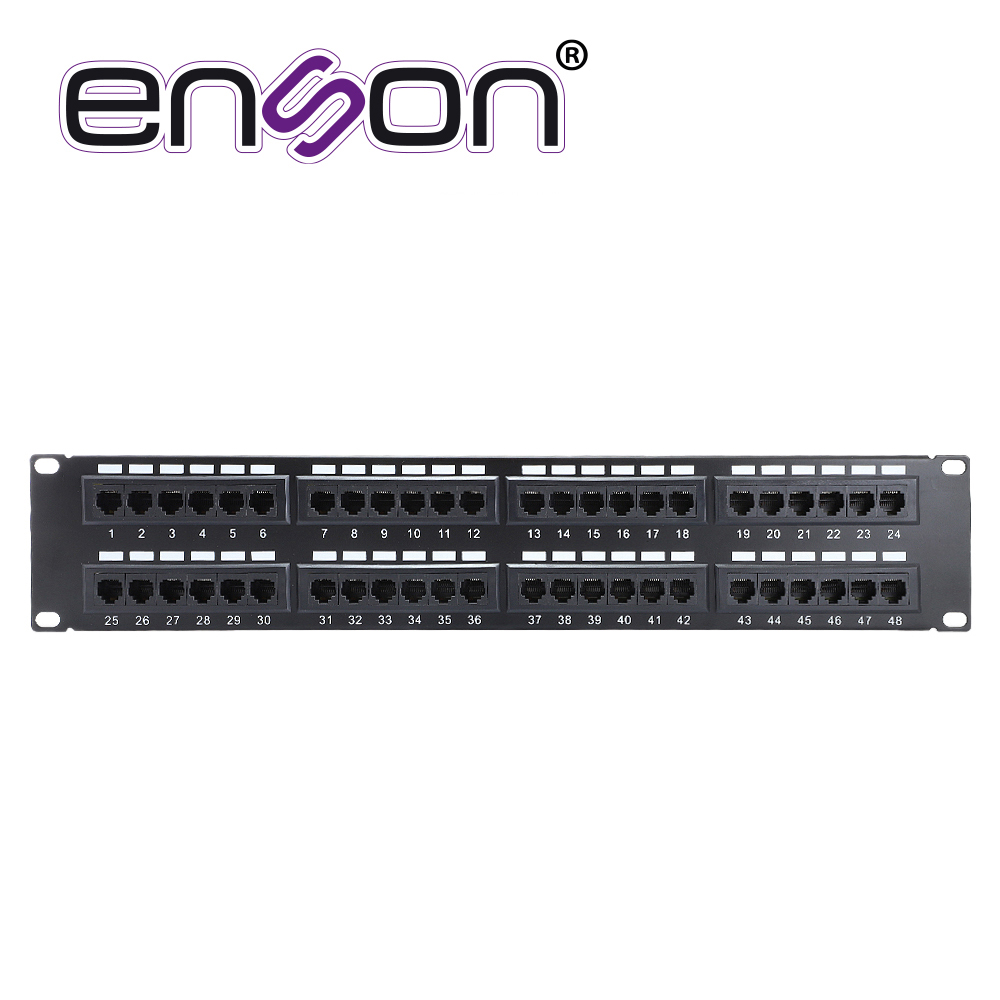Imagen de PATCH PANEL ENSON ENS-PAT48C6A 2UR PRECARGADO CAT6A 48 PUERTOS MONTAJE EN RACK ESTANDAR 19 PULGADAS