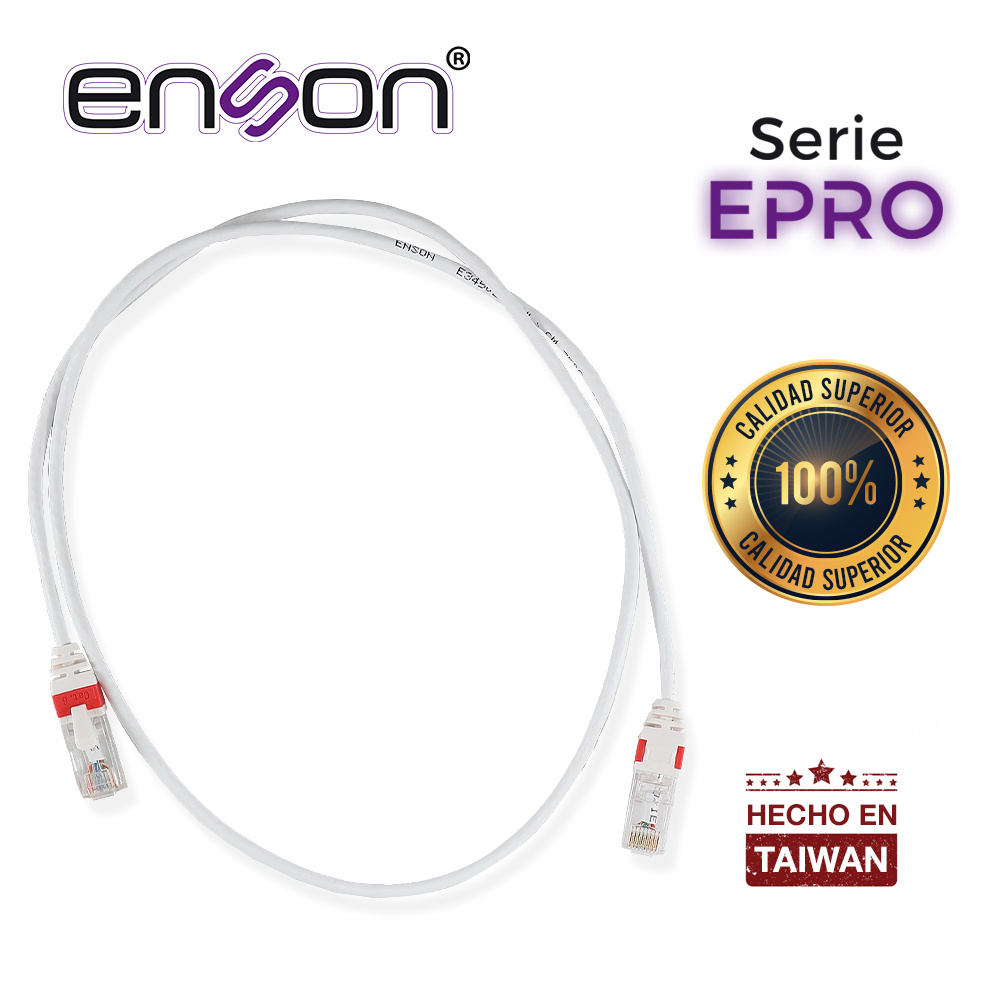 Imagen de PATCHCORD RJ45 ENSON EPRO-6PC90-WH DE 90CM CAT6 COLOR BLANCO ULTRADELGADO IDEAL PARA TERMINADOS EN PATCHPANEL DE ALTA DENSIDAD