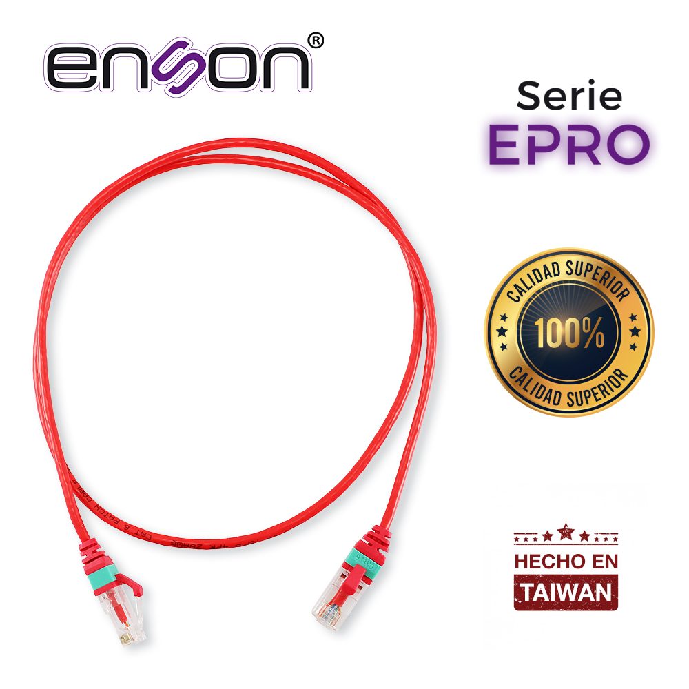 Imagen de PATCHCORD RJ45 ENSON EPRO-6PC90-RD DE 90CM CAT6 COLOR ROJO ULTRADELGADO IDEAL PARA TERMINADOS EN PATCHPANEL DE ALTA DENSIDAD