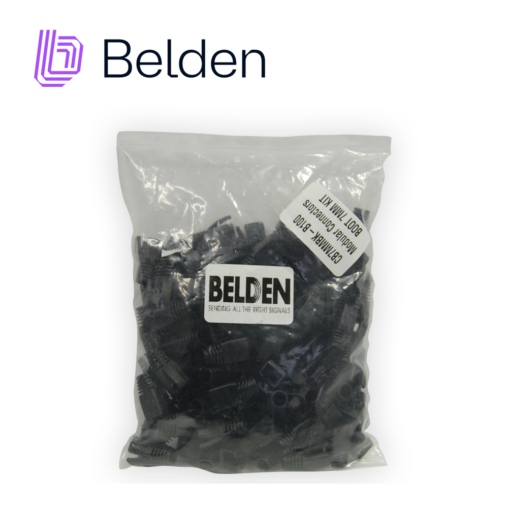Imagen de BOTA DE 7 MM BELDEN CB7MMBK-B100 PARA PLUG RJ-45 HECHO EN CAMPO 100 PZA NEGRO