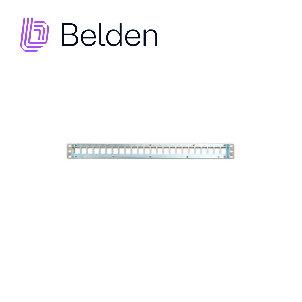 Imagen de PATCH PANEL MODULAR BLINDADO AX104563 BELDEN 24 PUERTOS 1 UR TITANIUM (VACIO) KEYCONNECT
