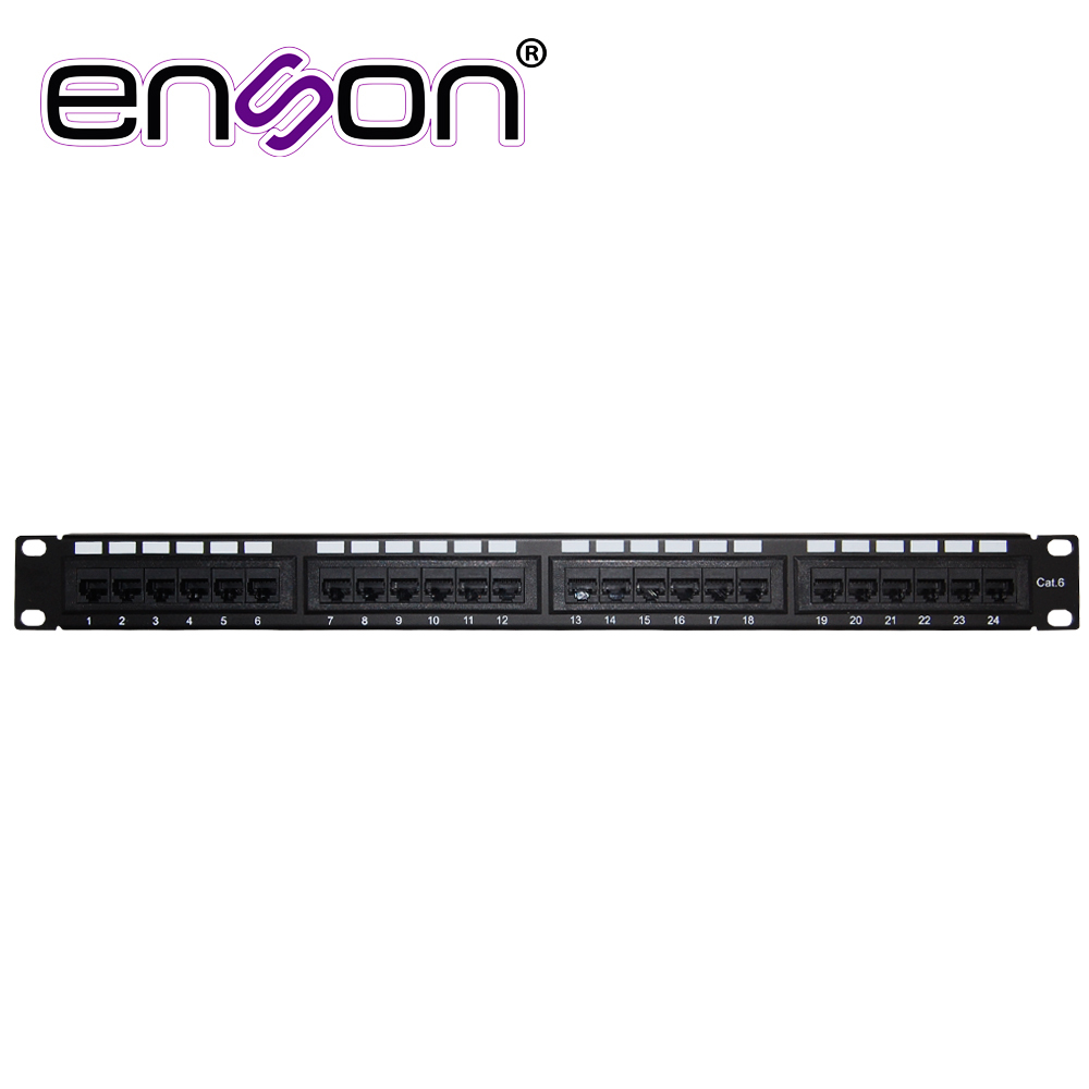 Imagen de PATCH PANEL ENSON ENS-PA24P6 1UR PRECARGADO CAT6 24 PUERTOS MONTAJE EN RACK ESTANDAR 19 PULGADAS