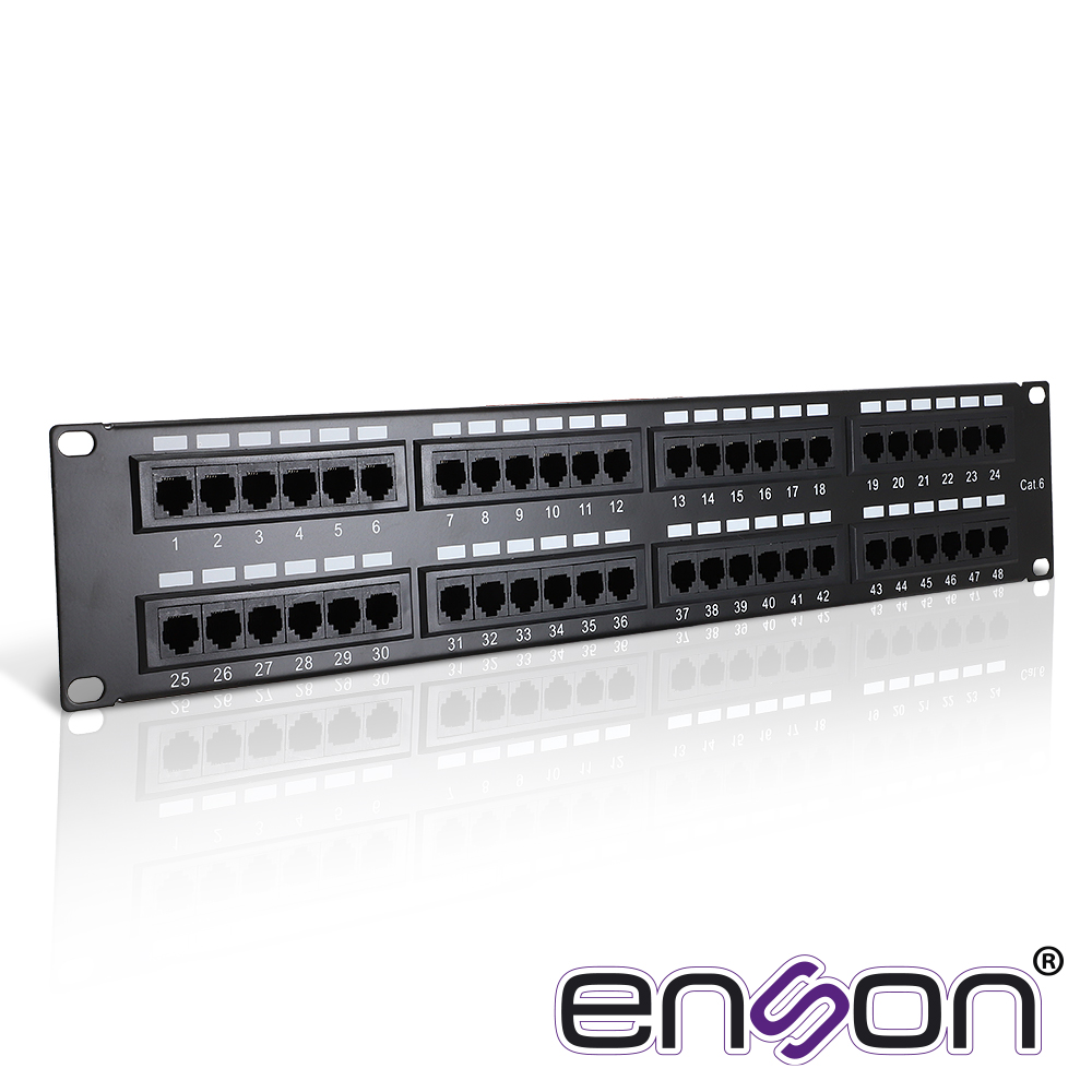 Imagen de PATCH PANEL ENSON ENS-PA48P7 2UR PRECARGADO CAT6 48 PUERTOS MONTAJE EN RACK ESTANDAR 19