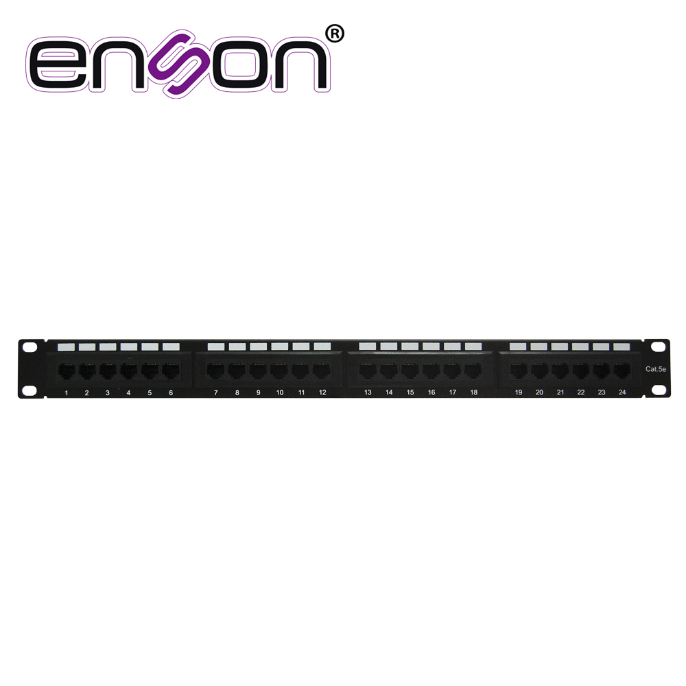 Imagen de PATCH PANEL ENSON ENS-PA24P5E 1UR PRECARGADO CAT5E 24 PUERTOS MONTAJE EN RACK ESTANDAR 19