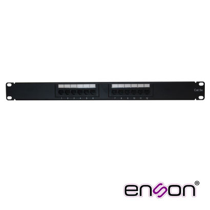 Imagen de PATCH PANEL ENSON ENS-PA12P5E 1UR PRECARGADO CAT5E 12 PUERTOS MONTAJE EN RACK ESTANDAR 19
