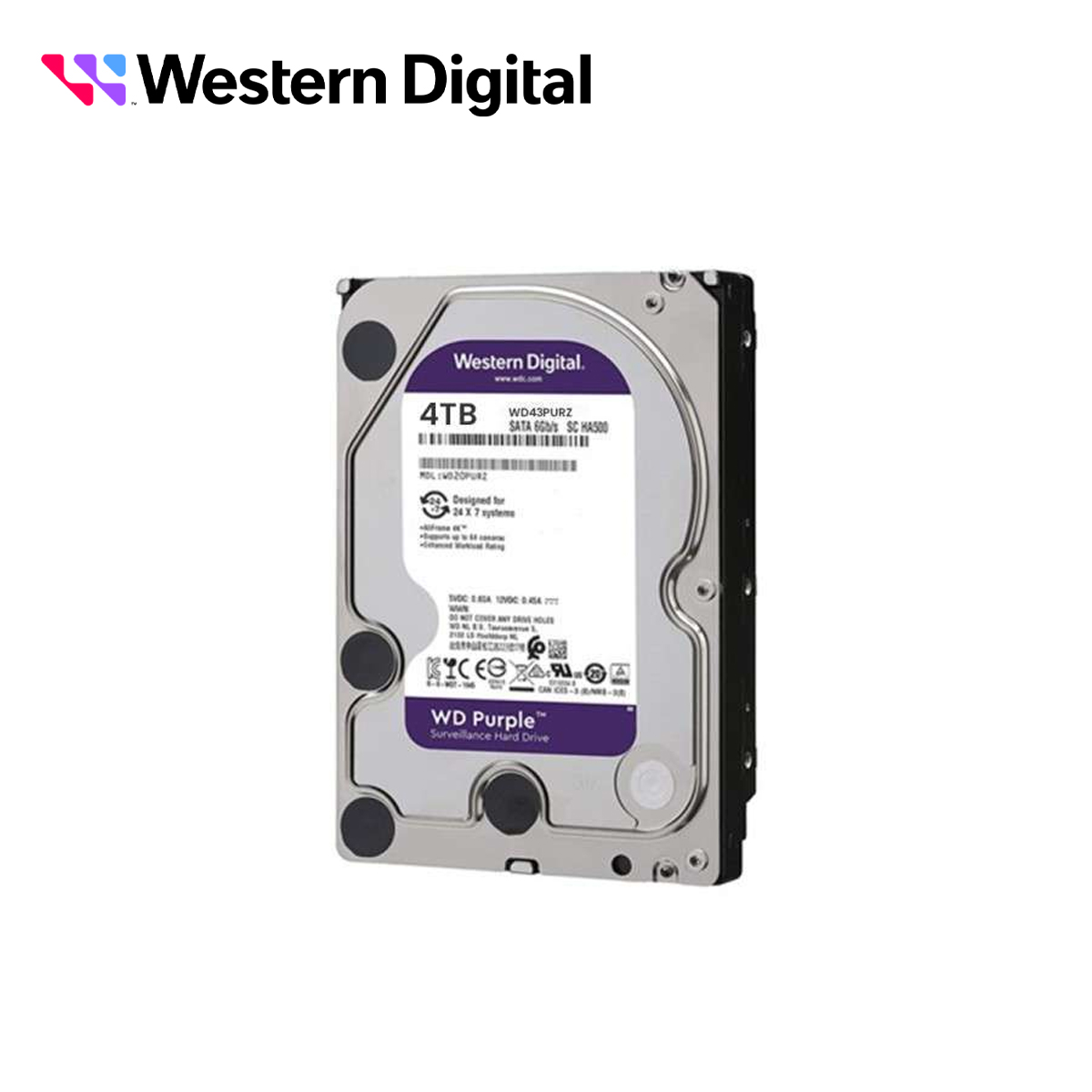Imagen de DISCO DURO DD 4TB SATA WD PURPLE WD43PURZ 24/7 OPTIMIZADO PARA VIDEOVIGILANCIA SATA III 6GB/S