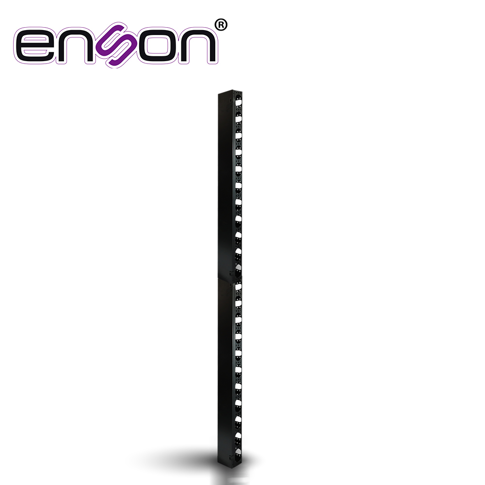 Imagen de ORGANIZADOR VERTICAL ENSON ENS-VM25U PARA RACK DE 25UR CON VENTANAS DE ACCESO DE CABLEADO FABRICADO EN METAL TAPA REMOVIBLE PARA MEJOR ACCESO