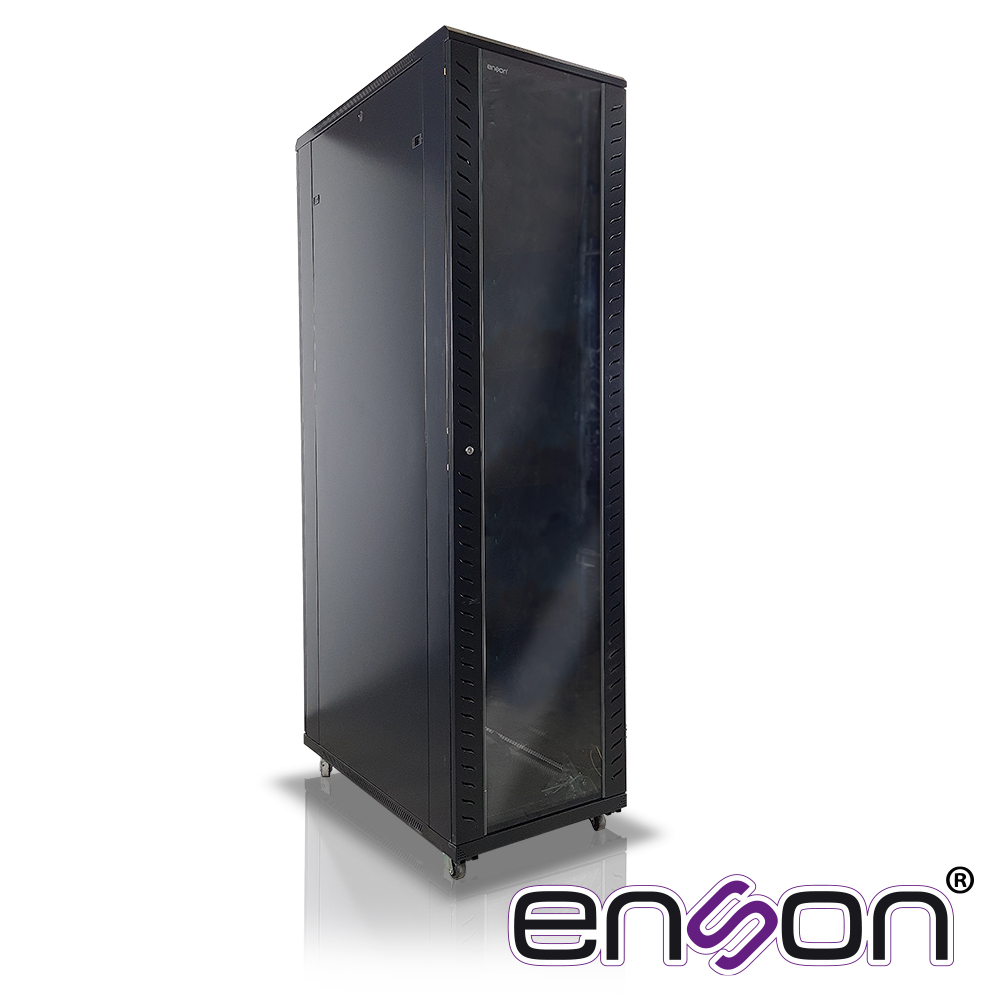 Imagen de GABINETE DE PISO ENSON ENS-RKGB45U4 45UR 600X1000X2105MM PUERTA CRISTAL CON CERRADURA DE SEGURIDAD ABATIBLE PANELES LATERALES REMOBIBLES PUERTA TRASERA PARA TRABAJO Y POSTES AJUSTABLES