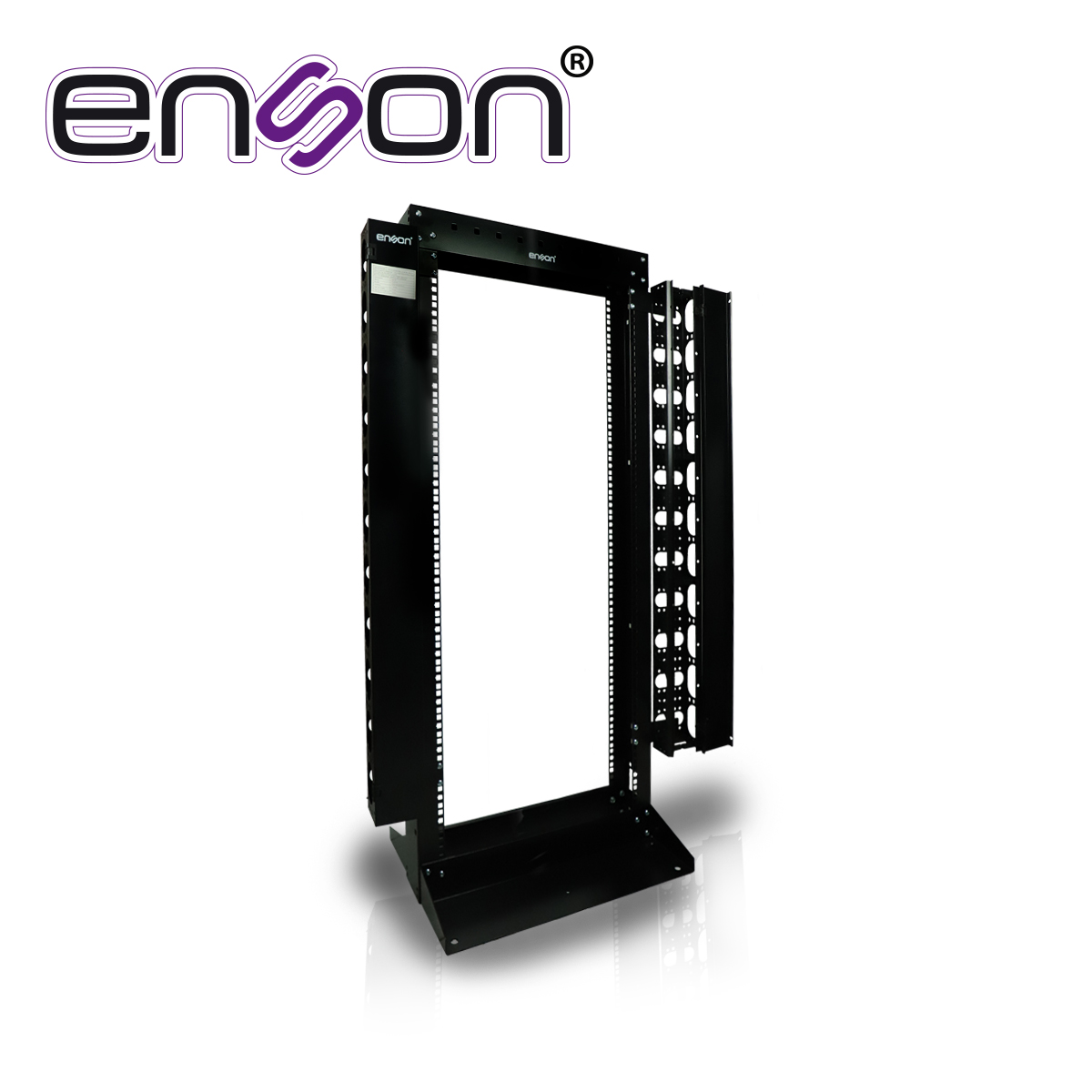 Imagen de RACK VERTICAL ENSON ENS-RACK25UO DE 25UR DOS POSTES ORGANIZADOR VERTICAL INCUIDO EMPOTRABLE IDEAL PARA MONTAJE DE EQUIPOS DE RED Y CABLEADO ESTRUCTURADO, COMPATIBLE CON TODOS LOS ACCESORIOS DE RACKS Y GABINETES ENSON