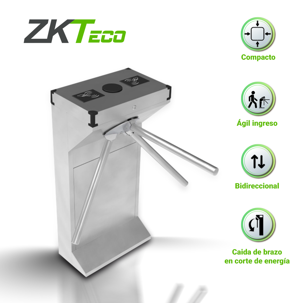 Imagen de TORNIQUETE TRIPOIDE DE MEDIO CUERPO ZKTECO TS1000D BIDIRECCIONAL BAJO CONSUMO ACERO INOXIDABLE SISTEMA HASTA 30 ACCESOS POR MINUTO LIBERACIÓN DE BRAZO EN CASO DE FALLA ELECTRICA SIN PANEL SIN LECTORA