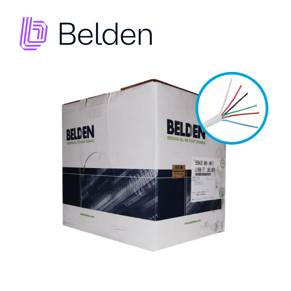 Imagen de CABLE PARA SEGURIDAD Y SONIDO BELDEN 5504UE 009U1000 FORRO PVC BLANCO CMR-RISER 6C/22AWG 6 CONDUCTORES CALIBRE 22 AWG MULTIFILAR 100% COBRE USO INTERIOR ESPECIAL PARA APLICACIONES SISTEMAS DE SEGURIDAD, INTERCOMUNICADOR PA, AUDIO ALTAVOZ CONTROLES CON LIMITACIÓN DE ENERGÍA BOBINA DE 1000 PIES 305 METROS
