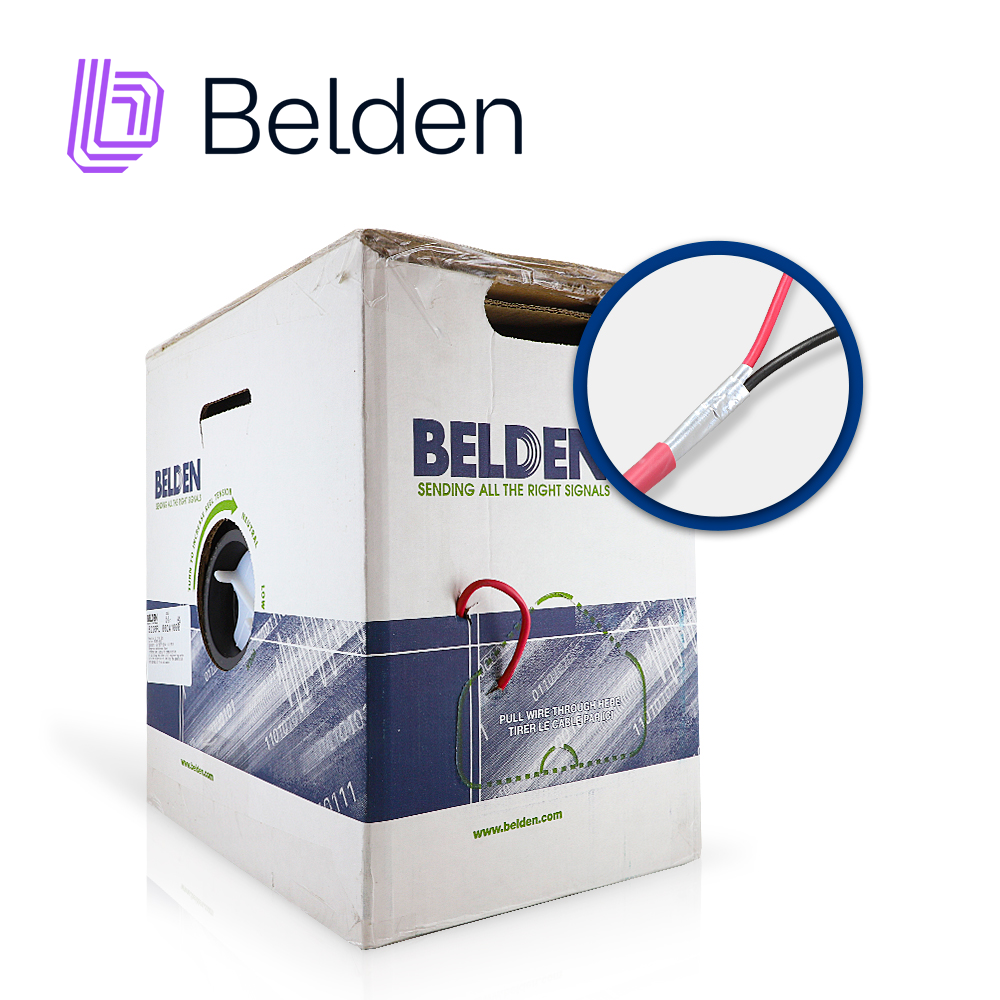 Imagen de CABLE DE ALARMA CONTRA INCENDIOS BELDEN 5220FL 002A1000 / INTERIOR / ROJO / 2 CONDUCTORES / 16 AWG / FORRO PVC / CMR - FPLR / BLINDADO / BOBINA EN CAJA / 1,000 PIES 305 METROS