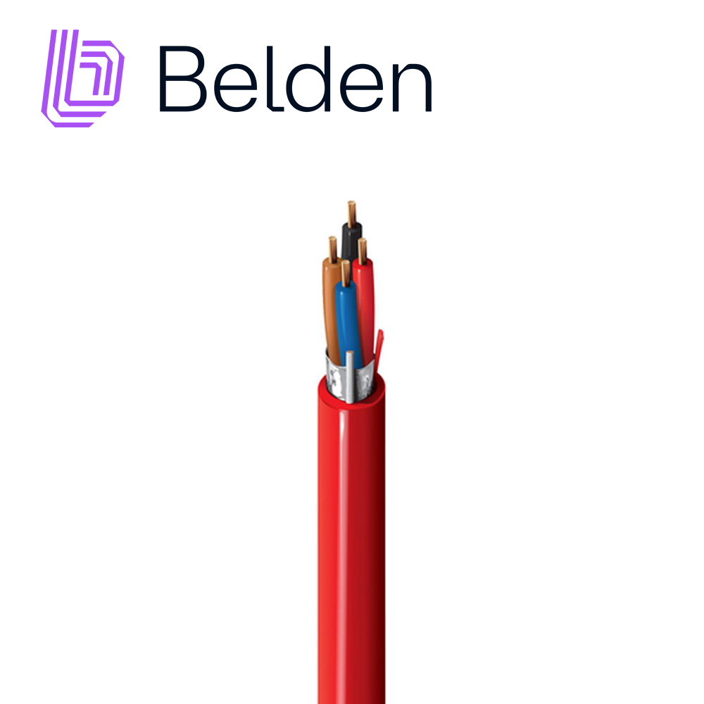 Imagen de CABLE PARA ALARMA BLINDADO CONTRA INCENDIOS BELDEN 5302FL 002U1000 FORRO PVC ROJO CMR RISER-FPLR 4C/18AWG 4 CONDUCTORES CALIBRE 18 AWG MULTIFILAR 100 POR CIENTO COBRE USO INTERIOR ESPECIAL PARA APLICACIONES ALARMA DE INCENDIO MONITORIZACIÓN DETECCIÓN CIRCUITOS BOBINA 1000 PIES 305 METROS
