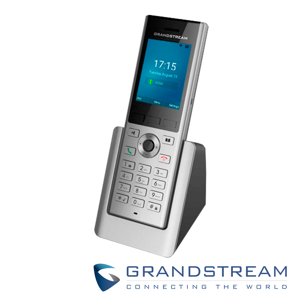 Imagen de TELEFONO VOIP WIFI GRANDSTREAM WP820, 2 CUENTAS SIP, BATERIA DE 7.5 HORAS DE USO Y 120 HORAS DE ESPERA, VOZ HD, BOTON DE PANICO Y PTT (OPERA COMO RADIO), WIFI DOBLE BANDA, MICRO USB, JACK 3.5MM.