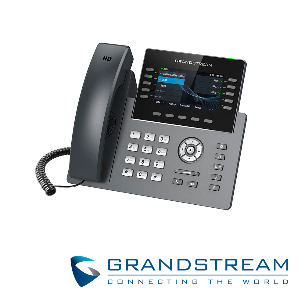 Imagen de TELEFONO IP GRADO CARRIER WIFI 6 GRANDSTREAM GRP2615 / 16 CUENTAS SIP / 10 LINEAS / PANTALLA COLOR LCD TFT / 2 PUERTOS 10/100/1,000MBPS / HASTA 40 TECLAS BLF / WIFI 802.11AC/AX / ALIMENTACION POE AF / 12VCD/1A