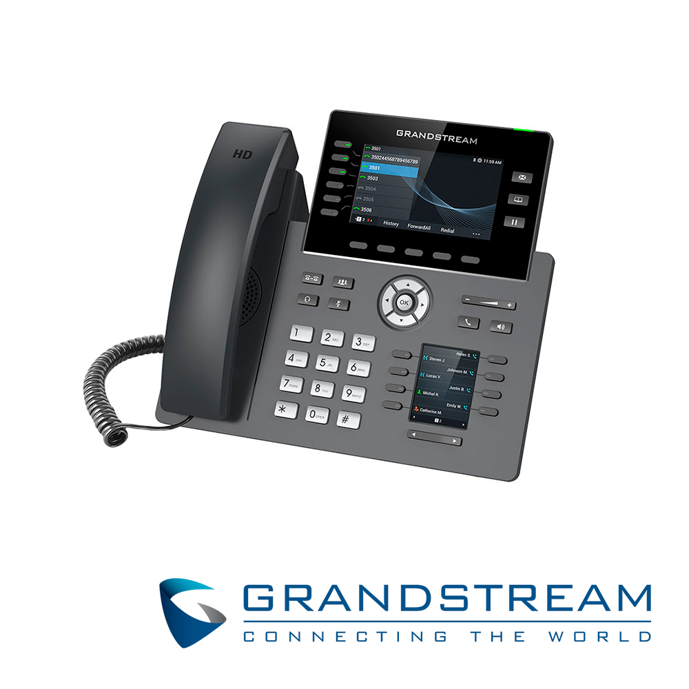 Imagen de TELEFONO IP GRADO CARRIER WIFI 6 GRANDSTREAM GRP2616 / 16 CUENTAS SIP / 6 LINEAS / 6 TECLAS EXTENSIONES / PANTALLA COLOR LCD TFT / 2 PUERTOS 10/100/1,000MBPS / WIFI 802.11AC/AX / ALIMENTACION POE AF / 12VCD/1A