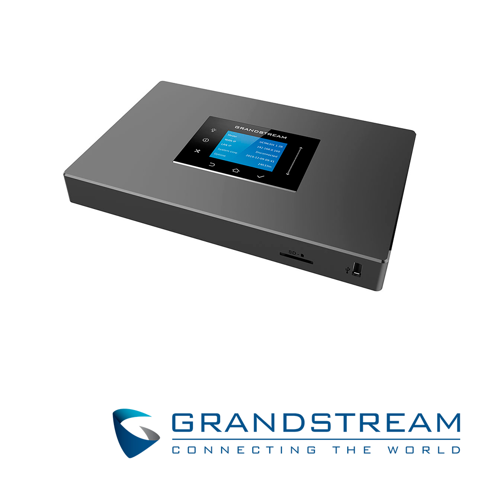 Imagen de CONMUTADOR IP GRANDSTREAM UCM6300A, SERIE AUDIO, SIN PUERTOS FXS/FXO, IDEAL PARA TRONCALES SIP O PARA OPERAR CON GATEWAYS GXW, 250 EXTENSIONES SIP, 50 LLAMADAS SIMULTANEAS, RUTEADOR, 3 GIGAETH, MULTICONFERENCIAS SOLO AUDIO, VOICEMAIL, IVR, CODECS AUDIO, GABINETE PARA ESCRITORIO, POE, USB, SD, POE Y LCD CON BOTONES PARA MANTENIMIENTO